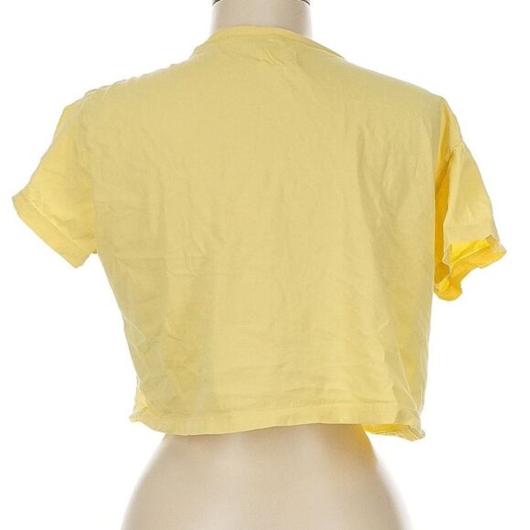Mate the label 100% cotton light yellow crewneck cropped T-shirt medium - Picture 3 of 6